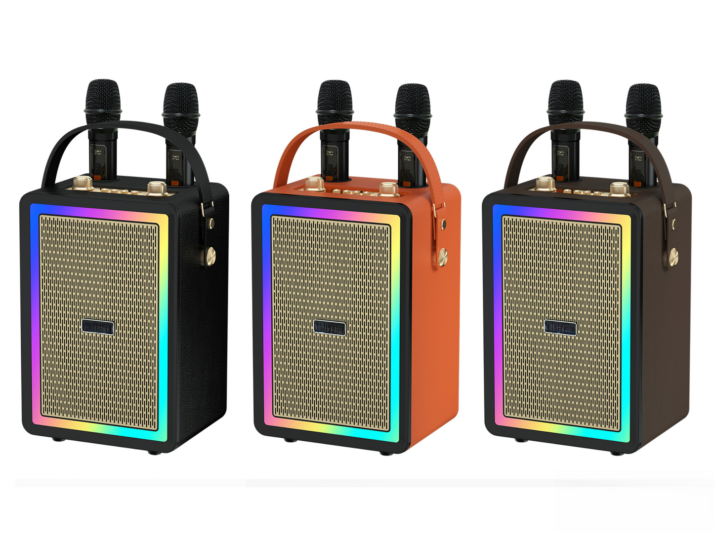 Retro Bluetooth Karaoke Speaker W/ Dual Wireless Microphone
