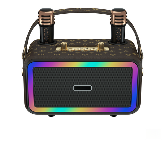 Retro Bluetooth Karaoke Speaker W/ Dual Wireless Microphone
