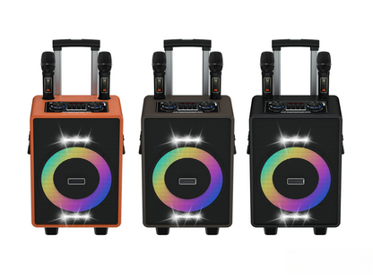 Retro Bluetooth Karaoke Speaker W/ Dual Wireless Microphone