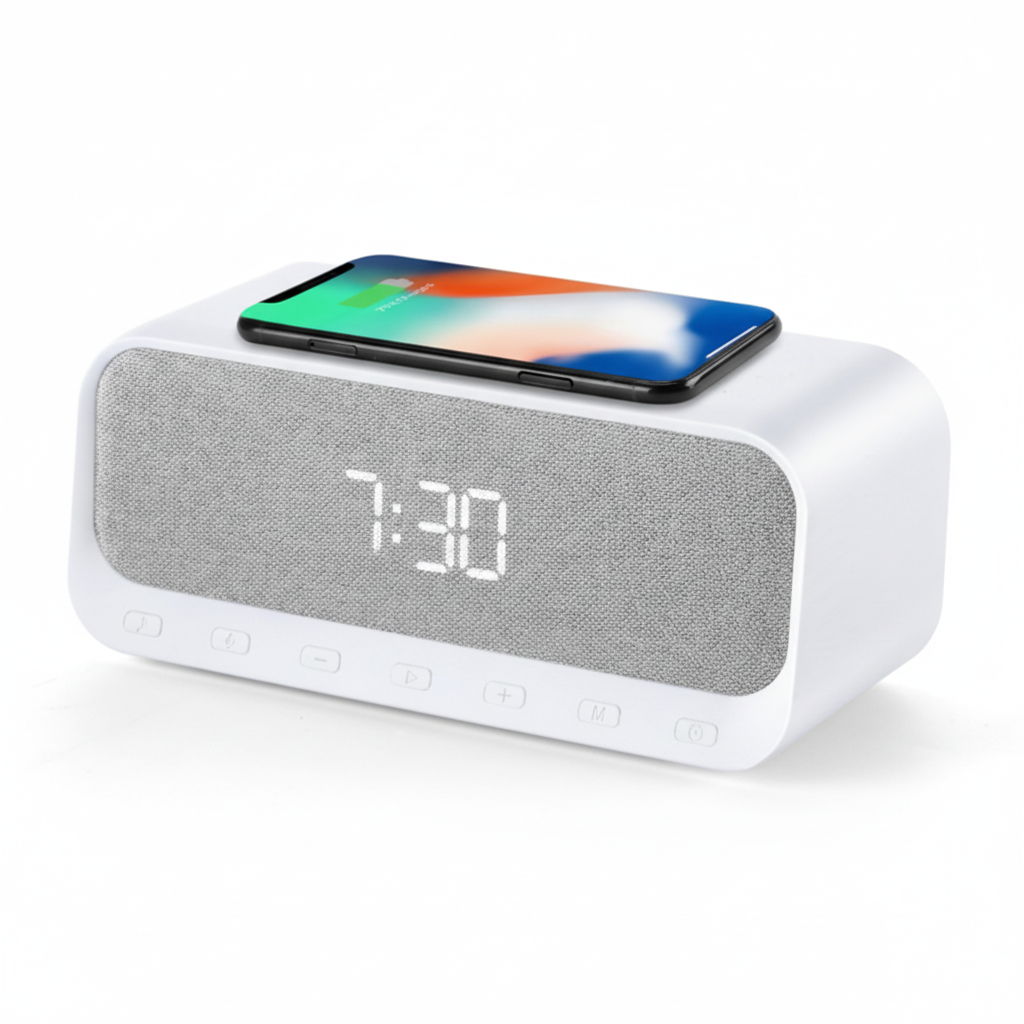 Bluetooth Clock Radio Speaker with QI wireless charger