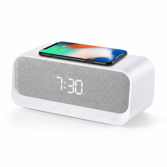 Bluetooth Clock Radio Speaker with QI wireless charger