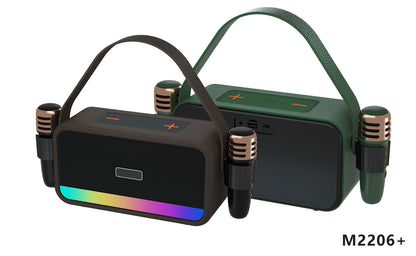 Retro Bluetooth Karaoke Speaker W/ Dual Wireless Microphone