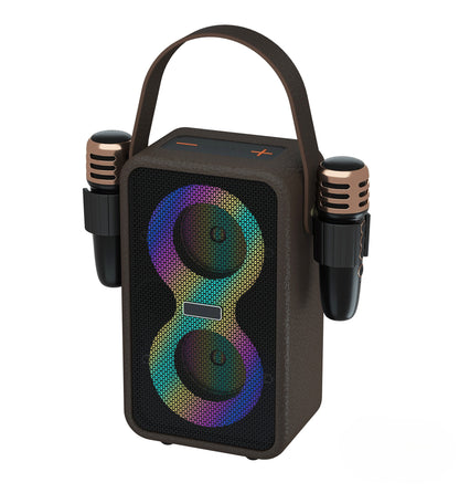 Retro Bluetooth Karaoke Speaker W/ Dual Wireless Microphone