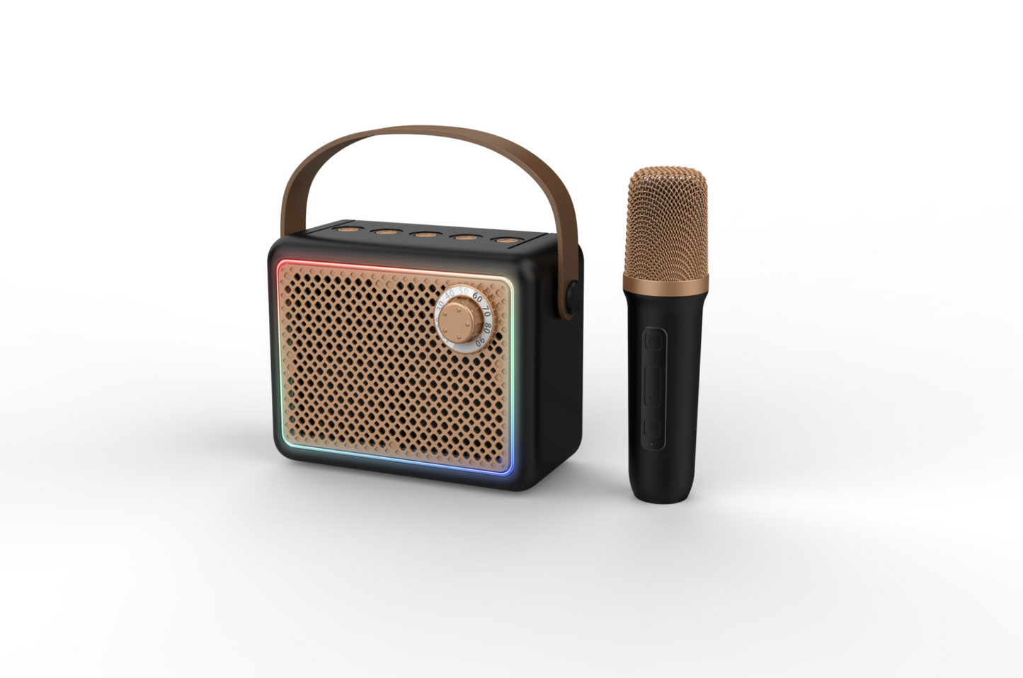 Retro Bluetooth Karaoke Speaker W/ Single Wireless Microphone