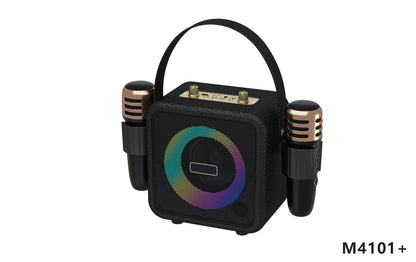 Retro Bluetooth Karaoke Speaker W/ Dual Wireless Microphone