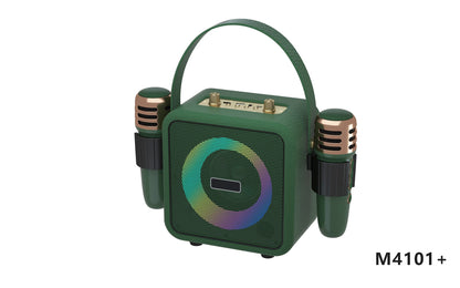 Retro Bluetooth Karaoke Speaker W/ Dual Wireless Microphone