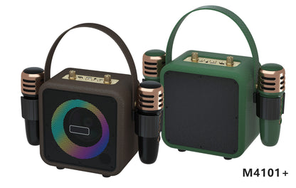 Retro Bluetooth Karaoke Speaker W/ Dual Wireless Microphone