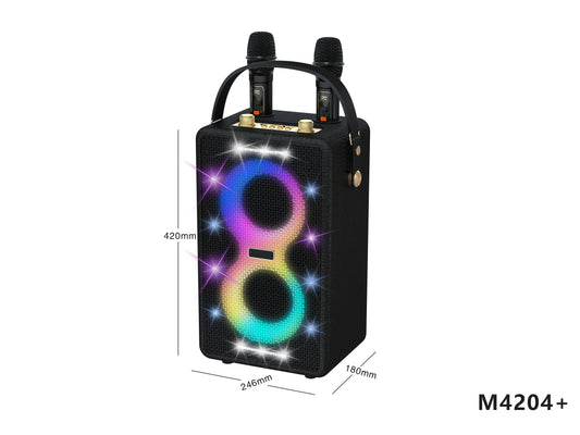 Retro Bluetooth Karaoke Speaker W/ Dual Wireless Microphone