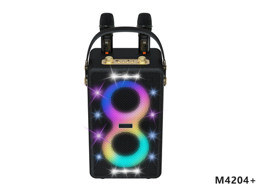Retro Bluetooth Karaoke Speaker W/ Dual Wireless Microphone