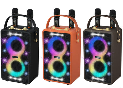 Retro Bluetooth Karaoke Speaker W/ Dual Wireless Microphone