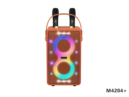 Retro Bluetooth Karaoke Speaker W/ Dual Wireless Microphone