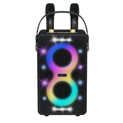 Retro Bluetooth Karaoke Speaker W/ Dual Wireless Microphone
