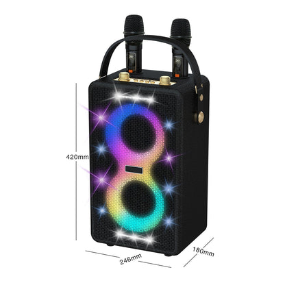 Retro Bluetooth Karaoke Speaker W/ Dual Wireless Microphone
