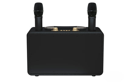 Retro Bluetooth Karaoke Speaker W/ Dual Wireless Microphone