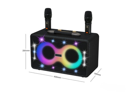 Retro Bluetooth Karaoke Speaker W/ Dual Wireless Microphone