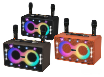 Retro Bluetooth Karaoke Speaker W/ Dual Wireless Microphone