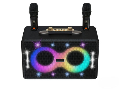 Retro Bluetooth Karaoke Speaker W/ Dual Wireless Microphone