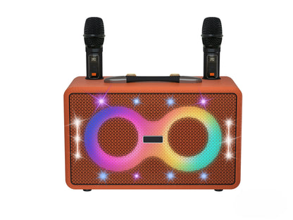 Retro Bluetooth Karaoke Speaker W/ Dual Wireless Microphone