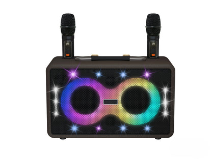 Retro Bluetooth Karaoke Speaker W/ Dual Wireless Microphone