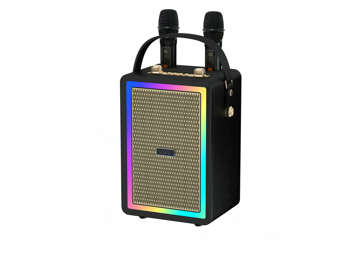 Retro Bluetooth Karaoke Speaker W/ Dual Wireless Microphone