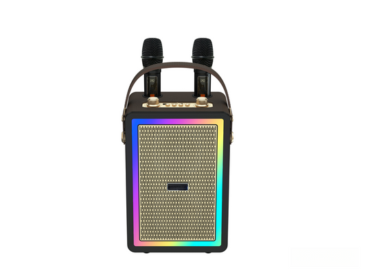 Retro Bluetooth Karaoke Speaker W/ Dual Wireless Microphone