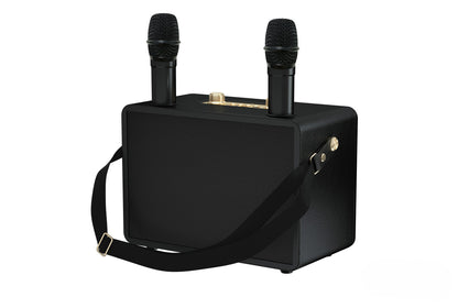 Retro Bluetooth Karaoke Speaker W/ Dual Wireless Microphone