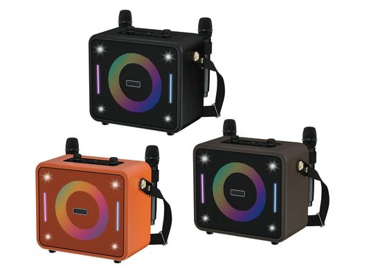 Retro Bluetooth Karaoke Speaker W/ Dual Wireless Microphone