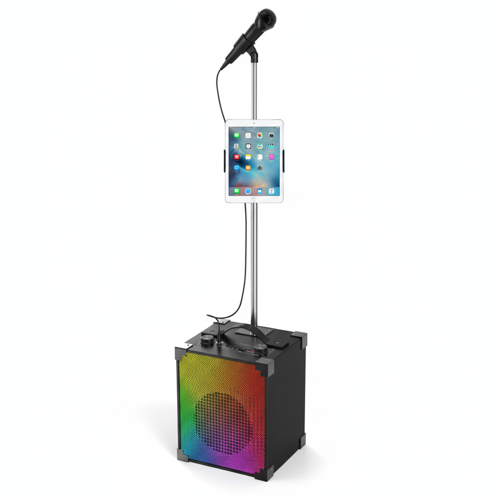 Portable Bluetooth Speaker W/ Stand Karaoke Function & Front LED Show