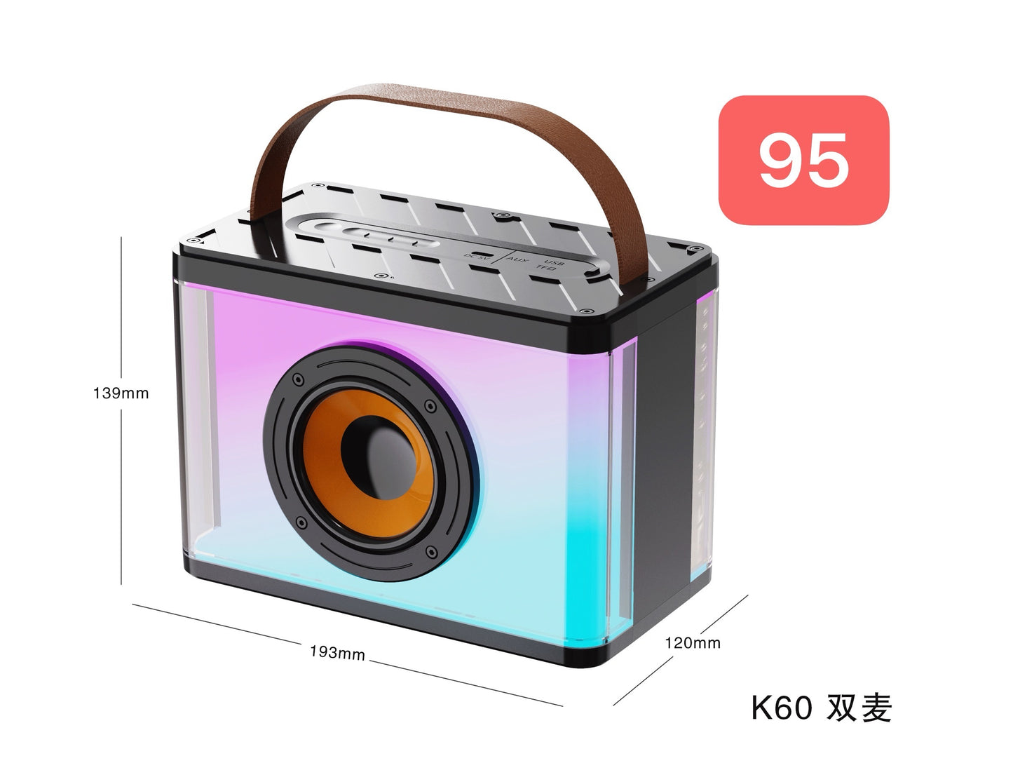 Bluetooth Karaoke Speaker W/ Dual Wireless Microphone