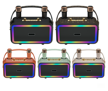 Retro Bluetooth Karaoke Speaker W/ Dual Wireless Microphone