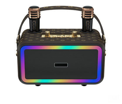 Retro Bluetooth Karaoke Speaker W/ Dual Wireless Microphone