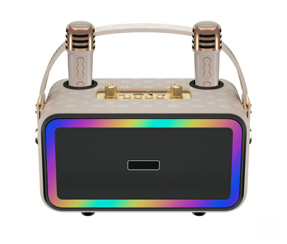Retro Bluetooth Karaoke Speaker W/ Dual Wireless Microphone