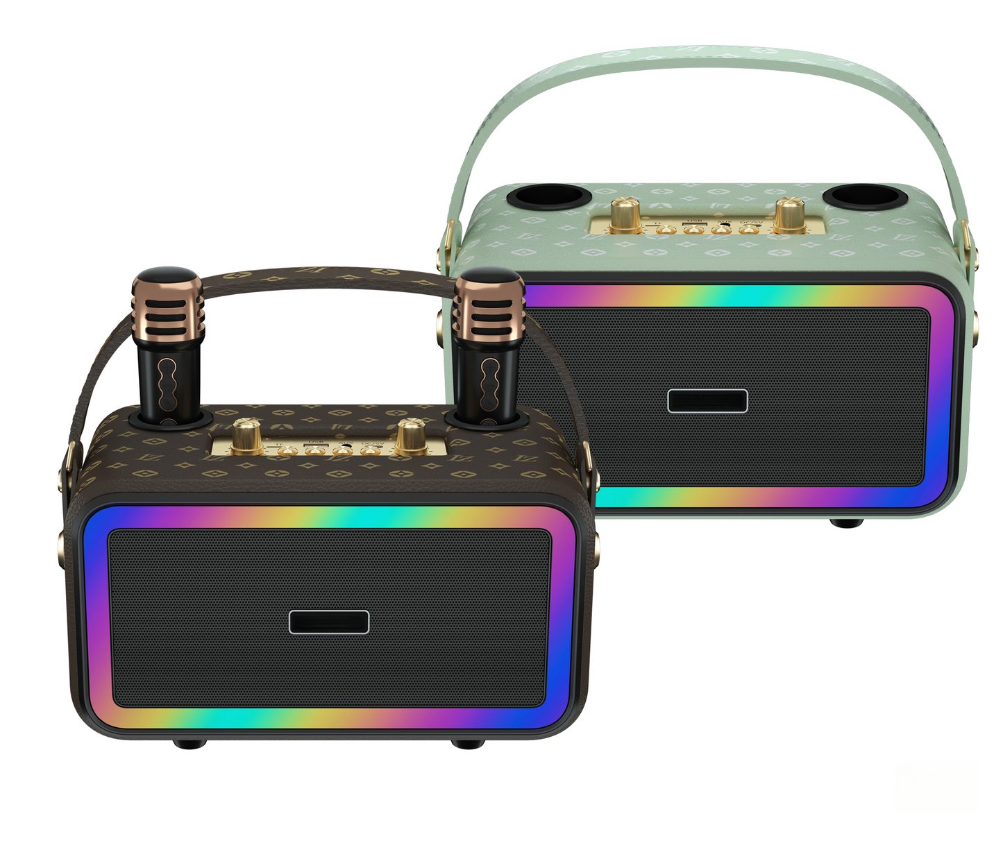 Retro Bluetooth Karaoke Speaker W/ Dual Wireless Microphone